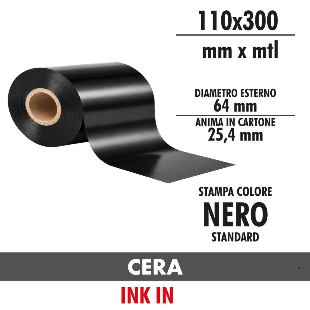 ribbon 110 x 300 cera ink in nastro trasferimento termico