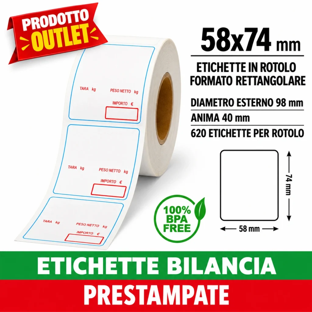 etichette bilancia prestampate in rotolo