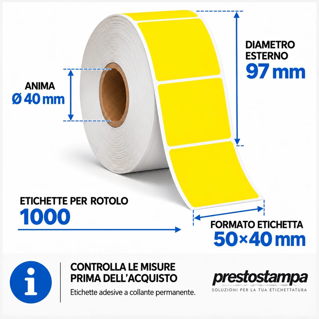 Etichette adesive colorate 50×40 mm – Rotolo 1000 – Vellum / Termica Eco - immagine 6